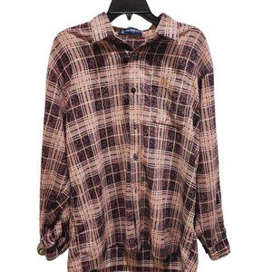 Playboy Shirt Women's Size 10 Plaid Amazingly Soft Boyfriend Fit Button Up